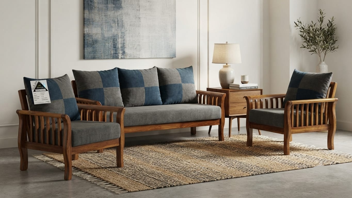 Classic Wooden Frame Sofa Set
