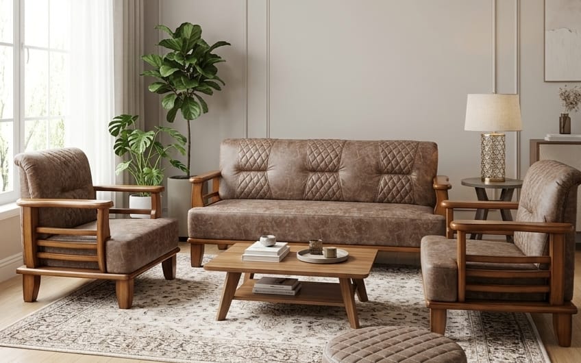Contemporary Brown Sofa and Chair Set